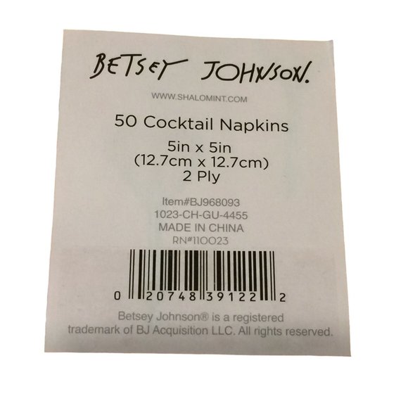 Betsey Johnson Cocktail Napkins Set of 3 Red Lips Heart Lollipops 50 per Package - Picture 3 of 4